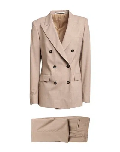 Tagliatore 02-05 Woman Suit Taupe Size 8 Virgin Wool, Silk In Gray