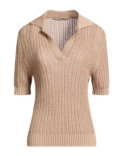 Tagliatore 02-05 Woman Sweater Beige Size 4 Cotton In Brown