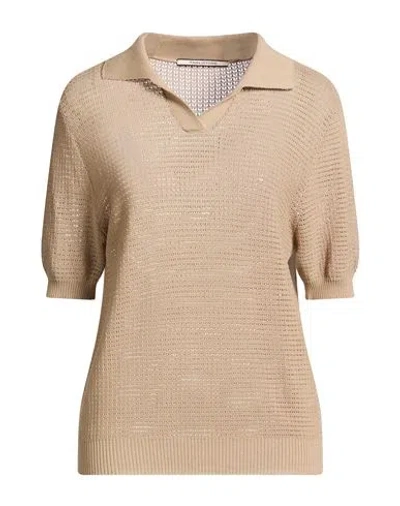 Tagliatore 02-05 Woman Sweater Sand Size 4 Cotton In Neutral