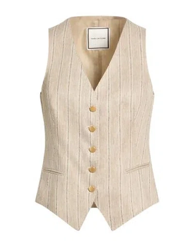 Tagliatore 02-05 Woman Tailored Vest Beige Size 8 Linen, Cotton, Polyamide, Elastane In Neutral