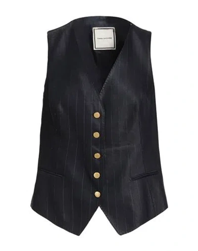 Tagliatore 02-05 Woman Tailored Vest Black Size 2 Viscose, Linen, Elastane, Polyester In Blue