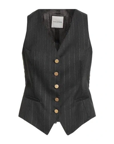 Tagliatore 02-05 Woman Tailored Vest Charcoal Size 10 Polyester, Viscose In Gray