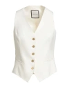 Tagliatore 02-05 Woman Tailored Vest Cream Size 4 Polyester, Virgin Wool, Elastane In White