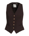 Tagliatore 02-05 Woman Tailored Vest Dark Brown Size 4 Polyester, Virgin Wool, Elastane