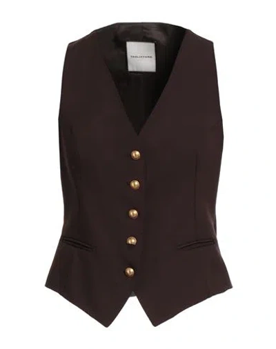 Tagliatore 02-05 Woman Tailored Vest Dark Brown Size 4 Polyester, Virgin Wool, Elastane