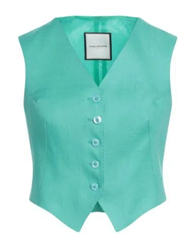 Tagliatore 02-05 Woman Tailored Vest Emerald Green Size 4 Linen, Cupro