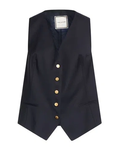 Tagliatore 02-05 Woman Tailored Vest Midnight Blue Size 12 Virgin Wool, Elastane In Black