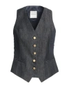 Tagliatore 02-05 Woman Tailored Vest Midnight Blue Size 4 Cotton, Viscose, Polyamide, Polyester In Blue