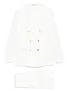 Tagliatore 0205 White Linen Double Breasted Suit In Multicolor