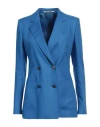Tagliatore 02-05 Woman Blazer Azure Size 4 Linen In Blue