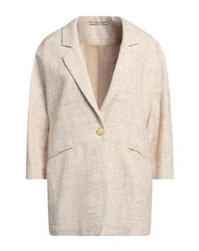 Tagliatore 02-05 Woman Blazer Beige Size 4 Cotton, Viscose, Polyamide, Polyimide, Metal
