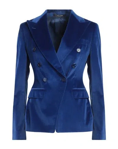 Tagliatore 02-05 Woman Blazer Blue Size 4 Cotton, Elastane In Blue