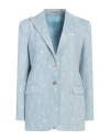 Tagliatore 02-05 Woman Blazer Blue Size 8 Cotton In Blue
