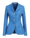 Tagliatore 02-05 Woman Blazer Bright Blue Size 4 Linen In Blue