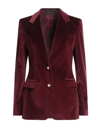 Tagliatore 02-05 Woman Blazer Burgundy Size 6 Cotton, Elastane In Red