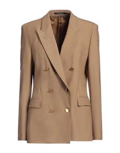 Tagliatore 02-05 Woman Blazer Camel Size 12 Polyester, Virgin Wool, Elastane In Beige
