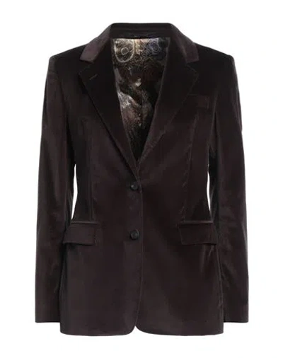 Tagliatore 02-05 Woman Blazer Dark Brown Size 4 Cotton, Elastane In Brown
