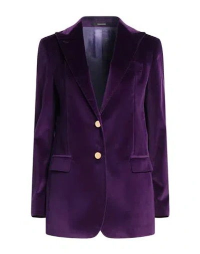 Tagliatore 02-05 Woman Blazer Dark Purple Size 4 Cotton, Elastane In Purple