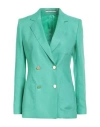 Tagliatore 02-05 Woman Blazer Turquoise Size 10 Linen In Green