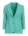 Tagliatore 02-05 Woman Blazer Green Size 12 Polyester, Linen
