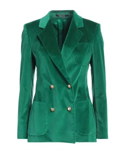 Tagliatore 02-05 Woman Blazer Green Size 4 Cotton, Elastane In Green