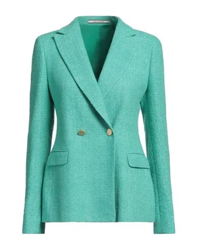 Tagliatore 02-05 Woman Blazer Light Green Size 4 Polyester, Linen In Green