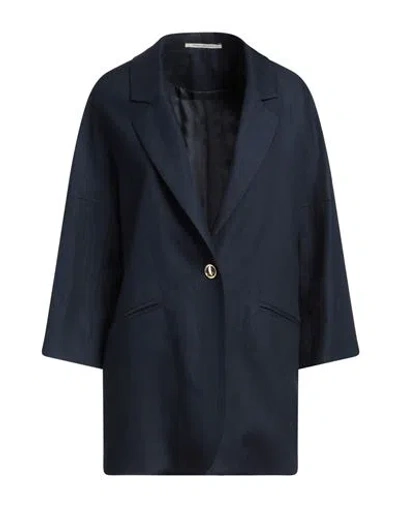 Tagliatore 02-05 Woman Blazer Midnight Blue Size 4 Linen