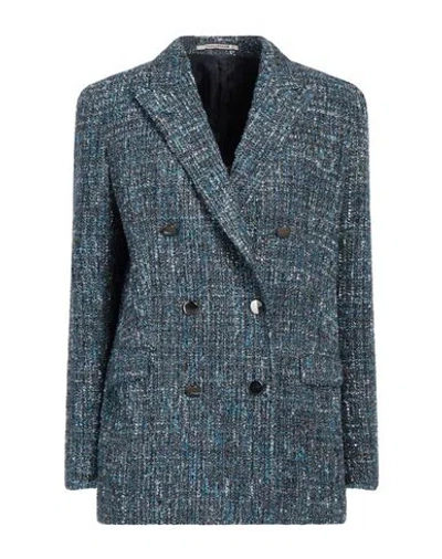 Tagliatore 02-05 Woman Blazer Navy Size 4 Polyamide, Polyacrylic, Polyester, Wool, Alpaca Wool