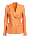 Tagliatore 02-05 Woman Blazer Orange Size 4 Linen