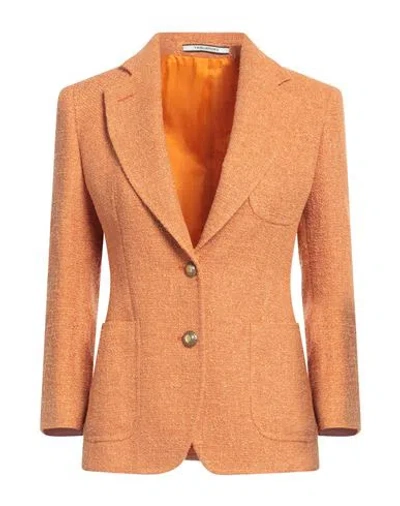 Tagliatore 02-05 Woman Blazer Orange Size 4 Polyester, Linen