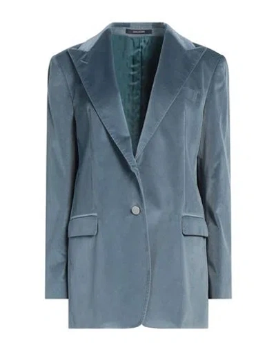 Tagliatore 02-05 Woman Blazer Pastel Blue Size 8 Cotton, Elastane In Blue