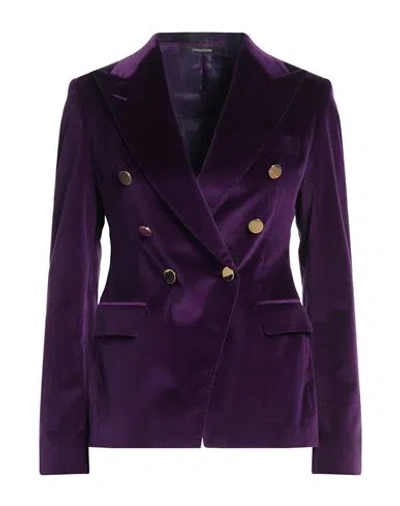 Tagliatore 02-05 Woman Blazer Purple Size 4 Cotton, Elastane In Purple
