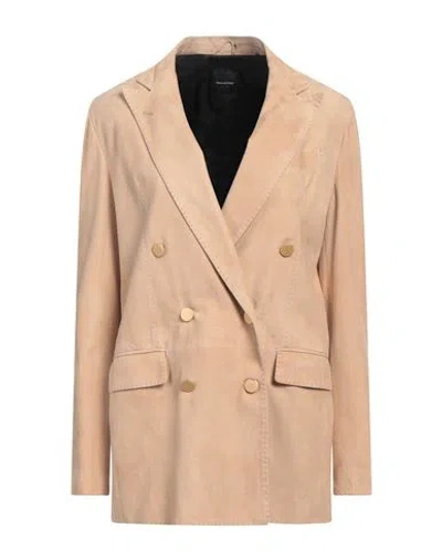 Tagliatore 02-05 Woman Blazer Sand Size 4 Lambskin In Beige