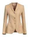 Tagliatore 02-05 Woman Blazer Sand Size 4 Linen In Beige