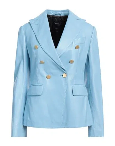 Tagliatore 02-05 Woman Blazer Sky Blue Size 4 Lambskin