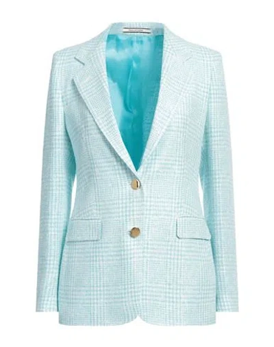 Tagliatore 02-05 Woman Blazer Turquoise Size 6 Viscose, Cotton, Acrylic, Polyamide In Blue