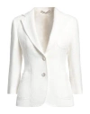 Tagliatore 02-05 Woman Blazer White Size 12 Polyester, Linen, Polyamide, Metal In White