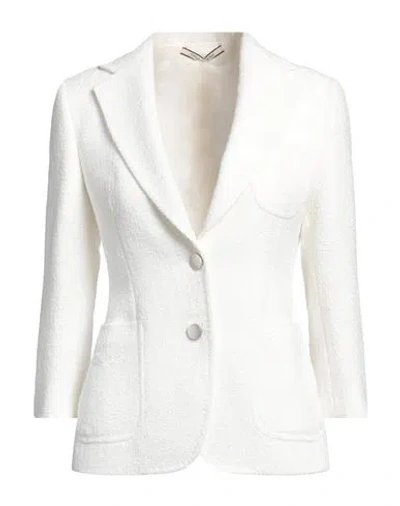 Tagliatore 02-05 Woman Blazer White Size 12 Polyester, Linen, Polyamide, Metal