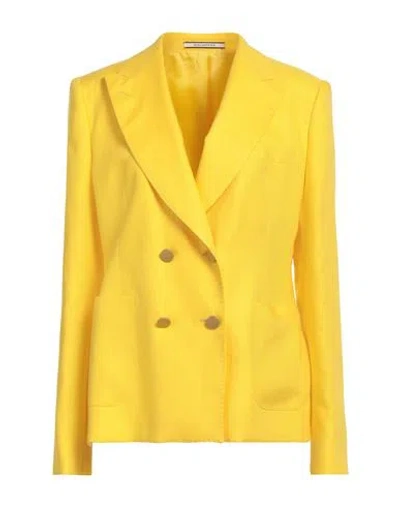 Tagliatore 02-05 Woman Blazer Yellow Size 12 Linen In Yellow