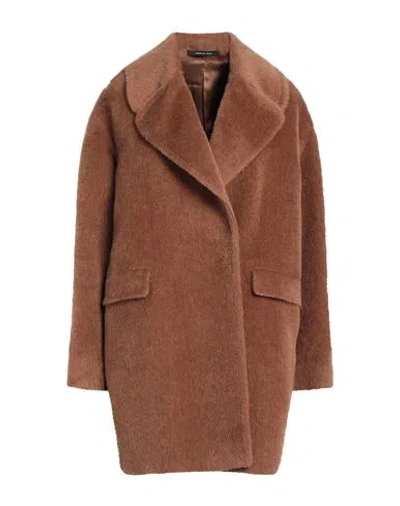 Tagliatore 02-05 Woman Coat Camel Size 6 Alpaca Wool, Virgin Wool In Beige