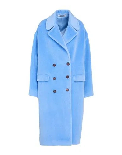 Tagliatore 02-05 Woman Coat Light Blue Size 10 Alpaca Wool, Virgin Wool