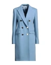 Tagliatore 02-05 Woman Coat Sky Blue Size 10 Virgin Wool, Cashmere In Blue
