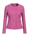 Tagliatore 02-05 Woman Jacket Fuchsia Size 4 Cotton, Polyamide, Viscose In Pink