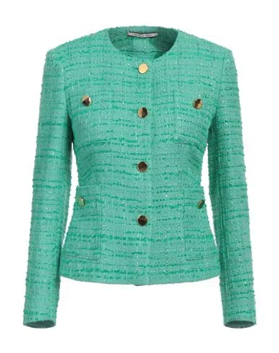 Tagliatore 02-05 Woman Jacket Green Size 4 Cotton, Polyamide, Viscose In Green