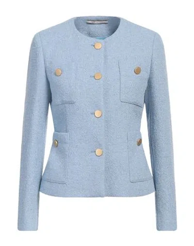Tagliatore 02-05 Woman Blazer Sky Blue Size 10 Cotton, Linen, Viscose, Polyamide In Blue