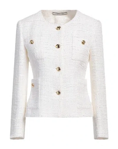 Tagliatore 02-05 Woman Blazer Ivory Size 10 Cotton, Linen, Viscose, Polyamide In White