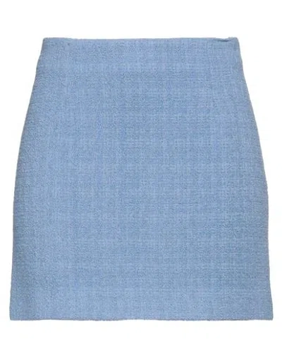 Tagliatore 02-05 Woman Mini Skirt Pastel Blue Size 4 Virgin Wool, Polyamide