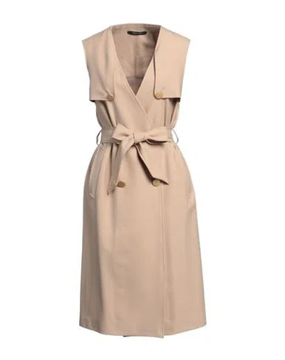 Tagliatore 02-05 Woman Overcoat & Trench Coat Beige Size 6 Polyester, Virgin Wool, Elastane