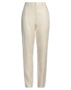 Tagliatore 02-05 Woman Pants Ivory Size 8 Linen In White