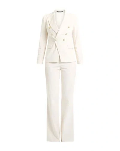 Tagliatore 02-05 Woman Suit Ivory Size 8 Cotton, Elastane In White